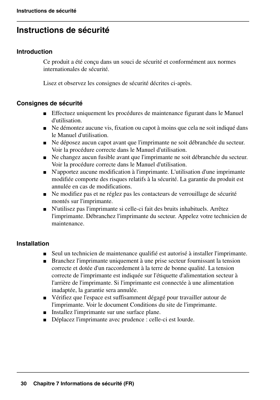 Instructions de sécurité | Konica Minolta bizhub PRO 2000P User Manual | Page 30 / 84