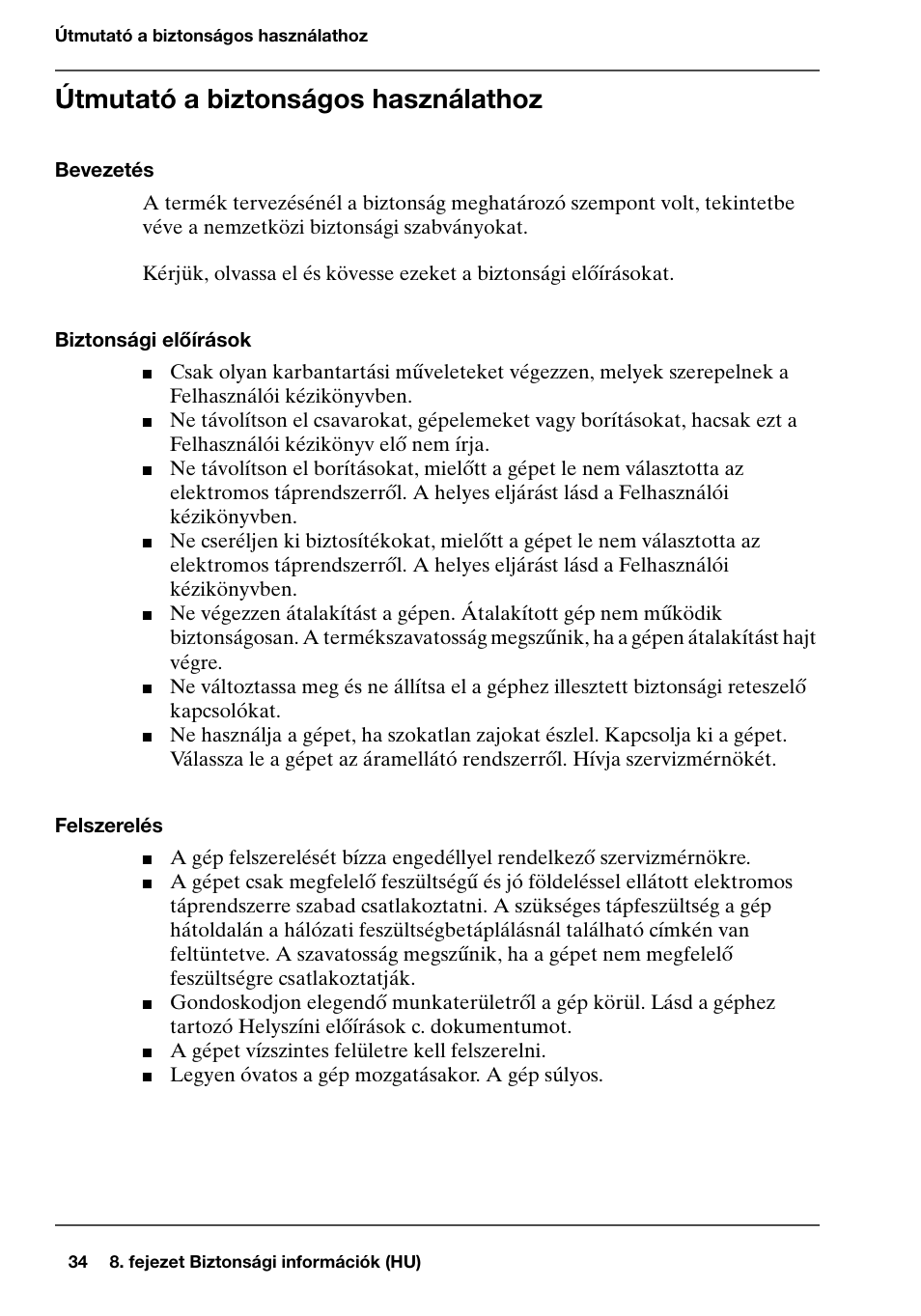Útmutató a biztonságos használathoz | Konica Minolta bizhub PRO 2000P User Manual | Page 34 / 84