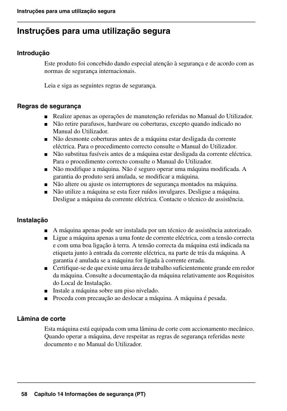 Instruções para uma utilização segura | Konica Minolta bizhub PRO 2000P User Manual | Page 58 / 84