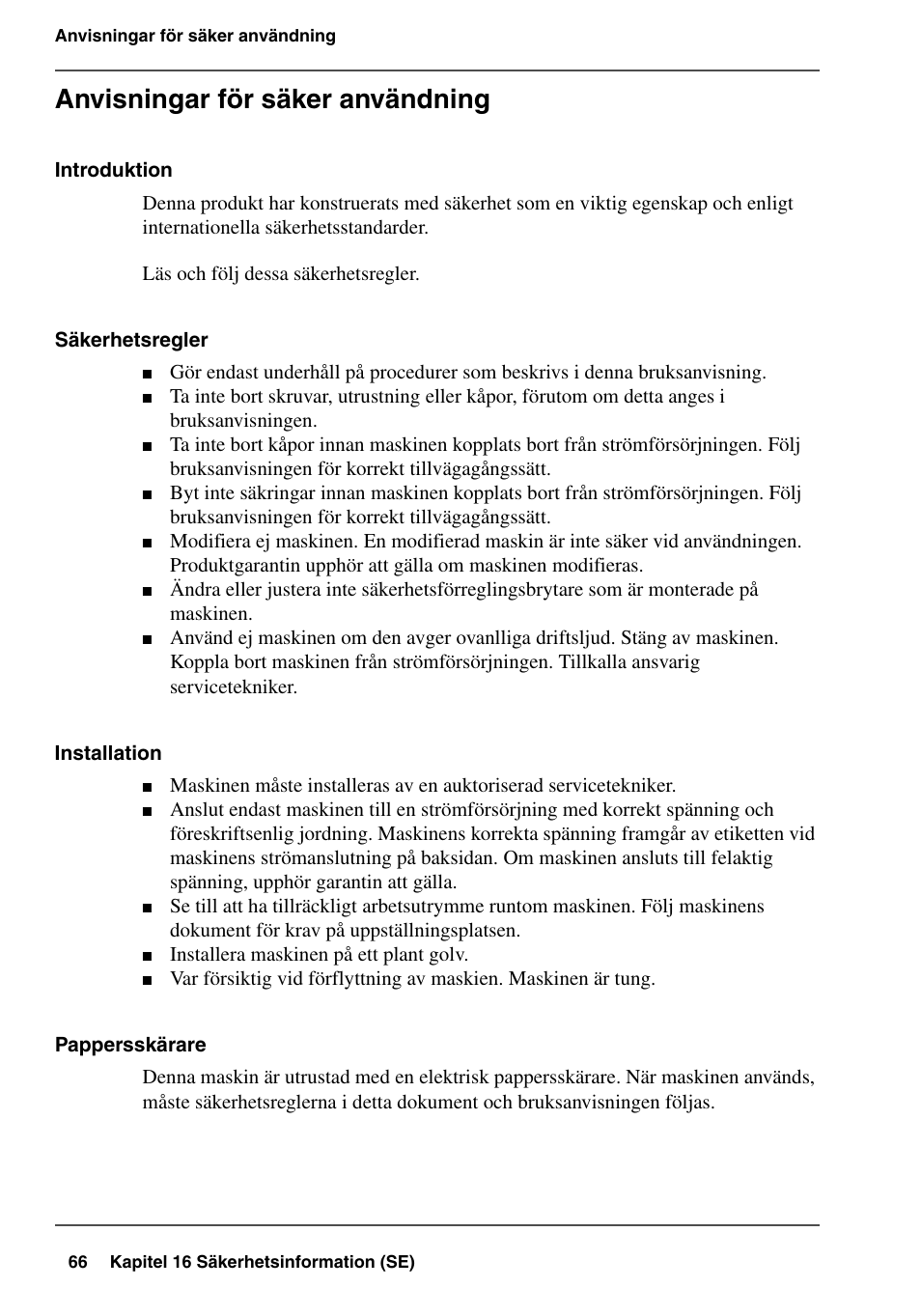 Anvisningar för säker användning | Konica Minolta bizhub PRO 2000P User Manual | Page 66 / 84