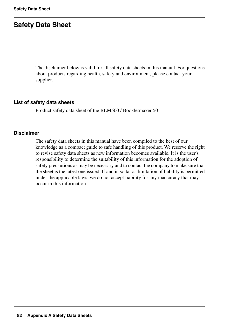 Safety data sheet, E safety data sheet, På side 82 | På sidan 82 | Konica Minolta bizhub PRO 2000P User Manual | Page 82 / 84