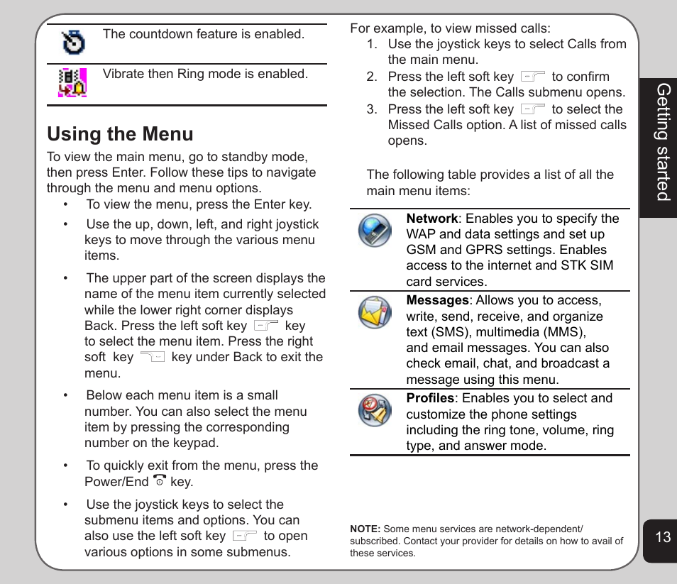 Using the menu, Getting started | Asus V75 User Manual | Page 17 / 78