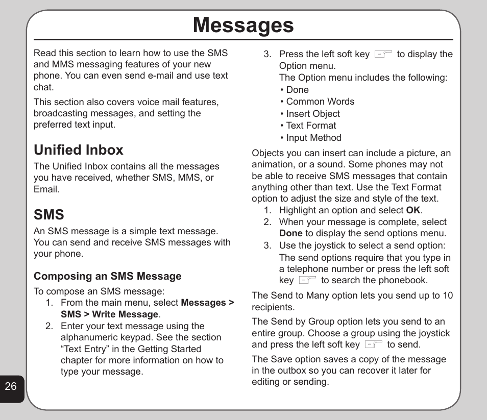 Messages, Uniﬁed inbox | Asus V75 User Manual | Page 30 / 78