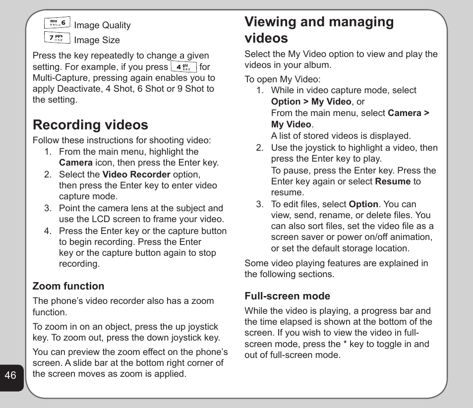 Recording videos, Viewing and managing videos | Asus V75 User Manual | Page 50 / 78