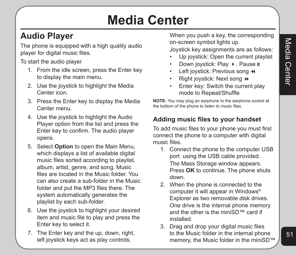 Media center, Audio player | Asus V75 User Manual | Page 55 / 78