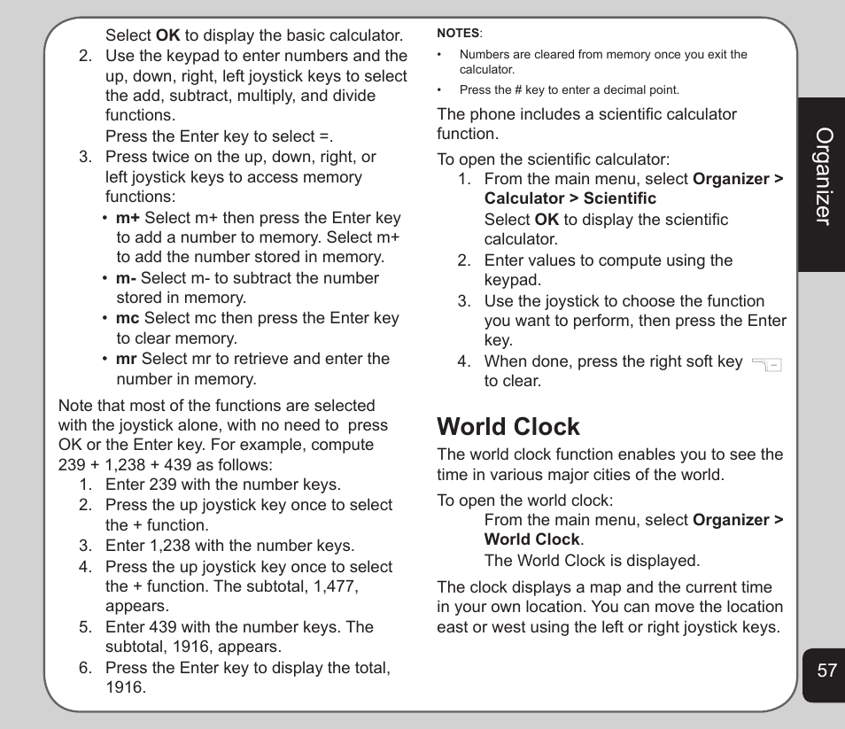 World clock, Organizer | Asus V75 User Manual | Page 61 / 78