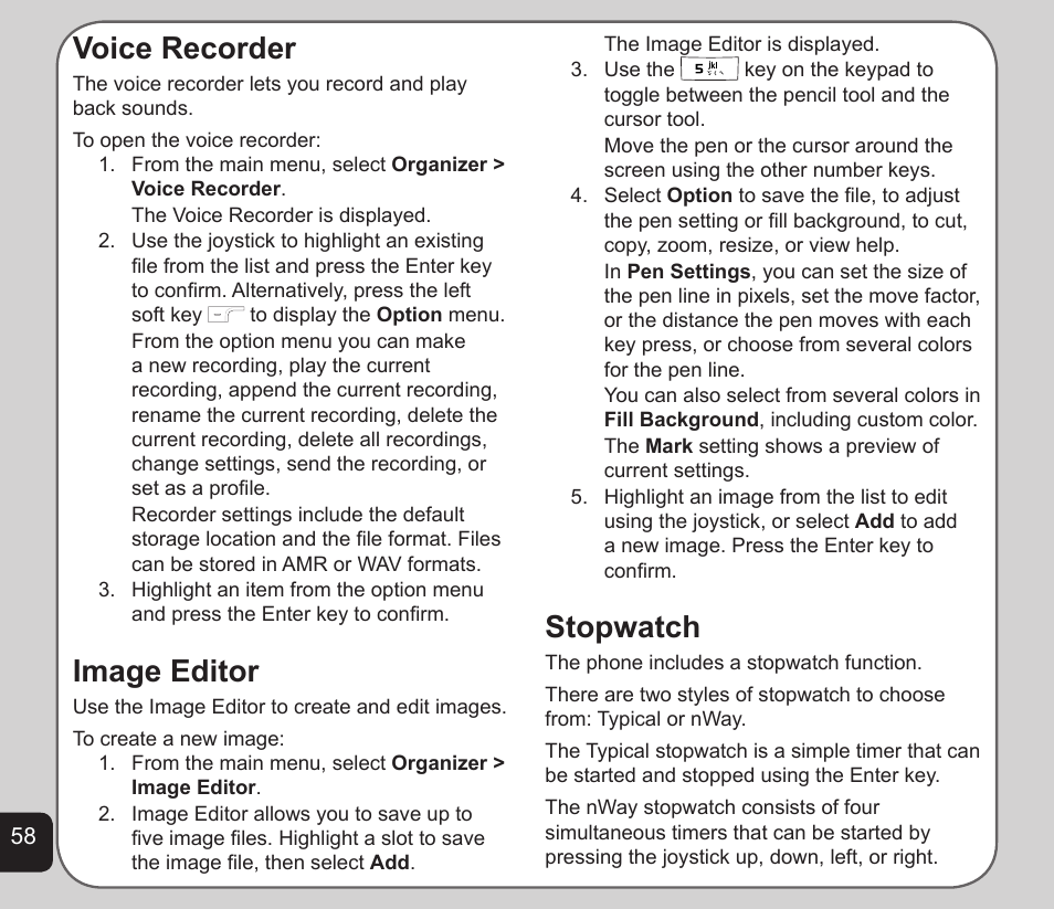 Voice recorder, Image editor, Stopwatch | Asus V75 User Manual | Page 62 / 78