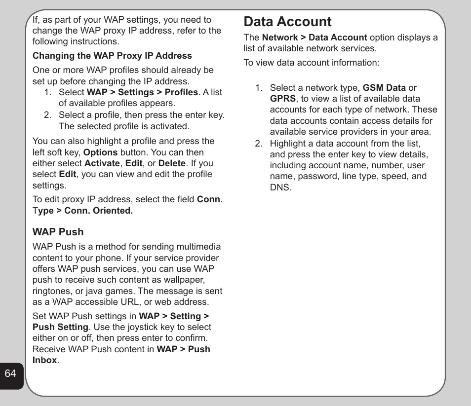 Data account | Asus V75 User Manual | Page 68 / 78