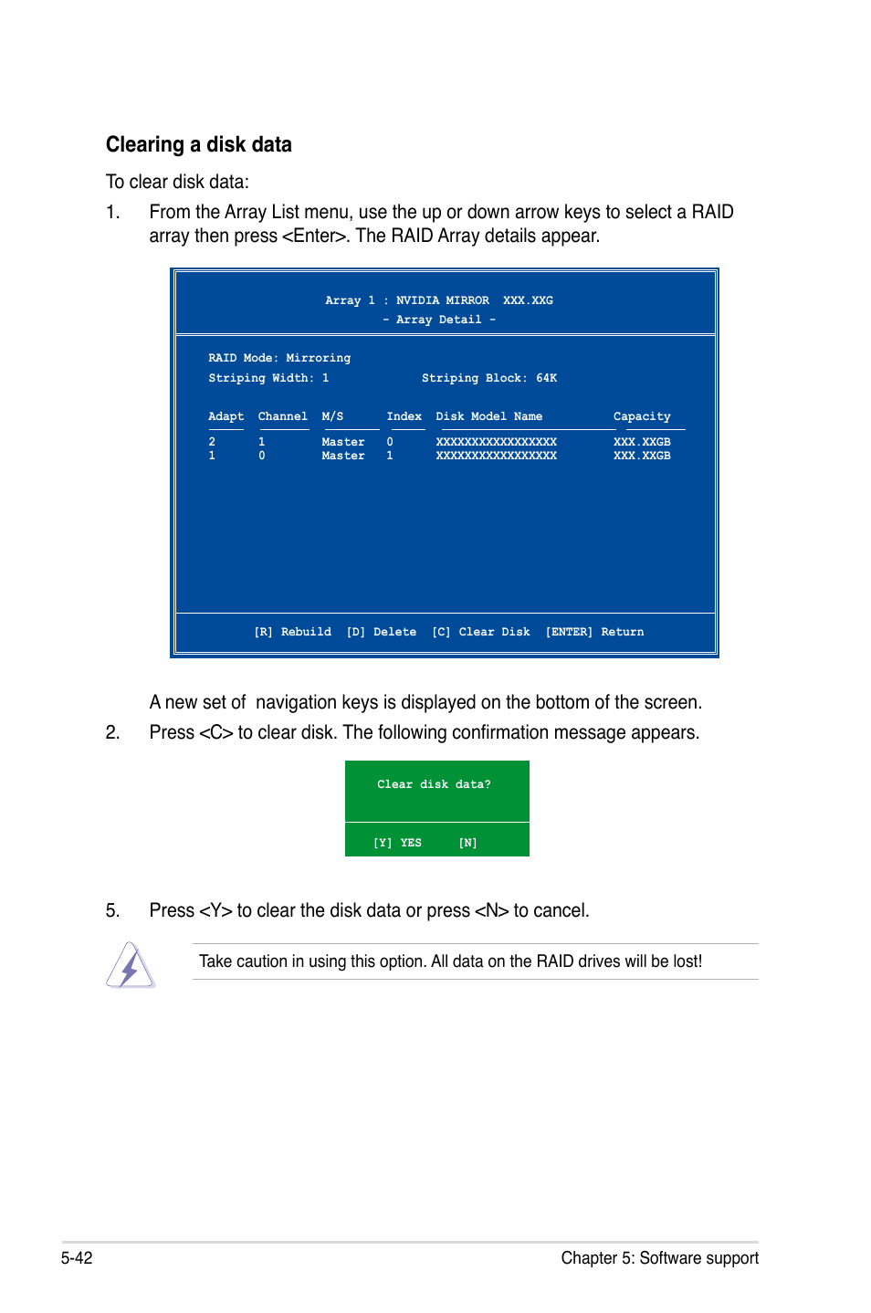 Clearing a disk data | Asus E3746 User Manual | Page 168 / 196