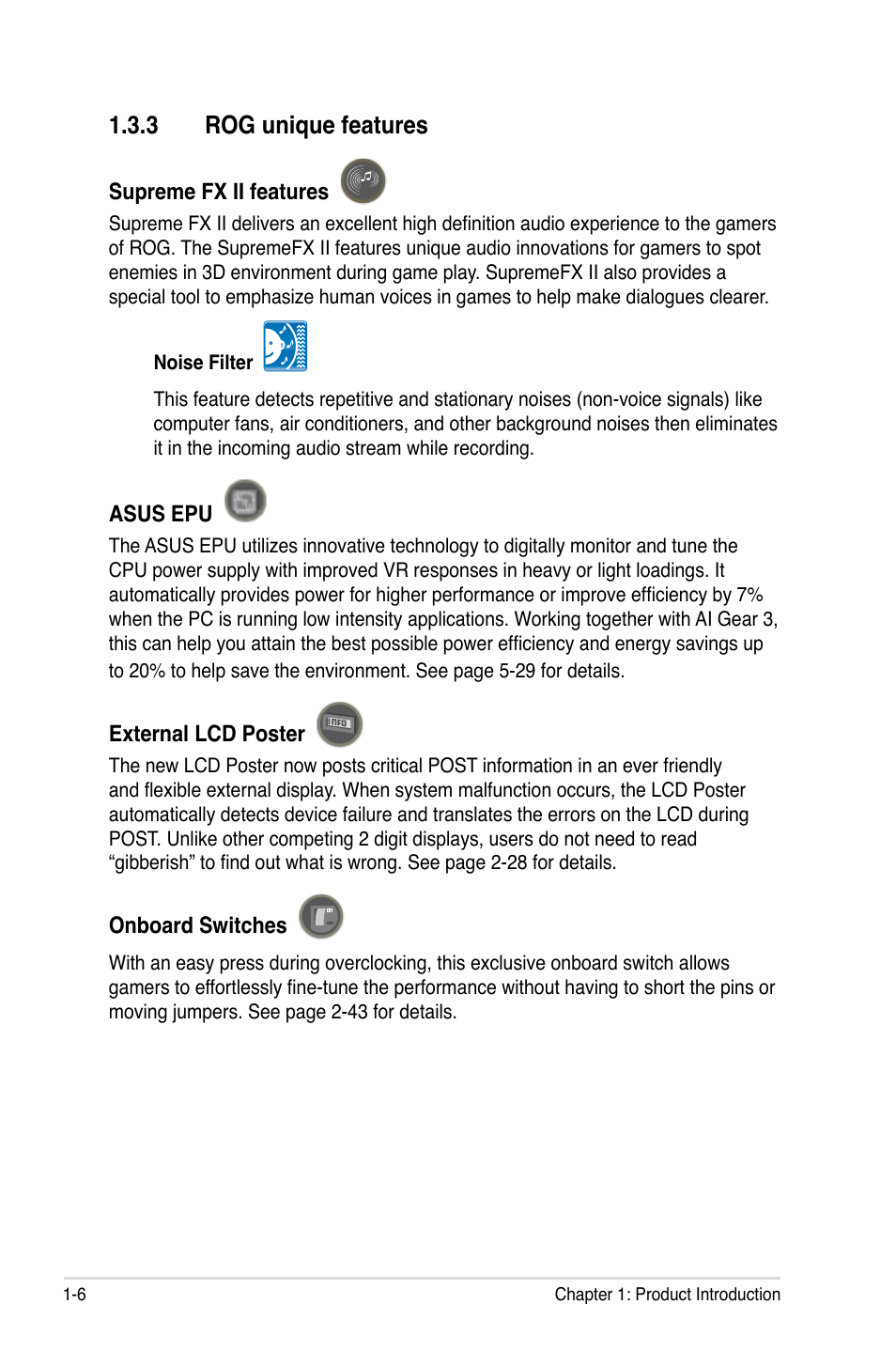 3 rog unique features, Rog unique features -6 | Asus E3746 User Manual | Page 22 / 196