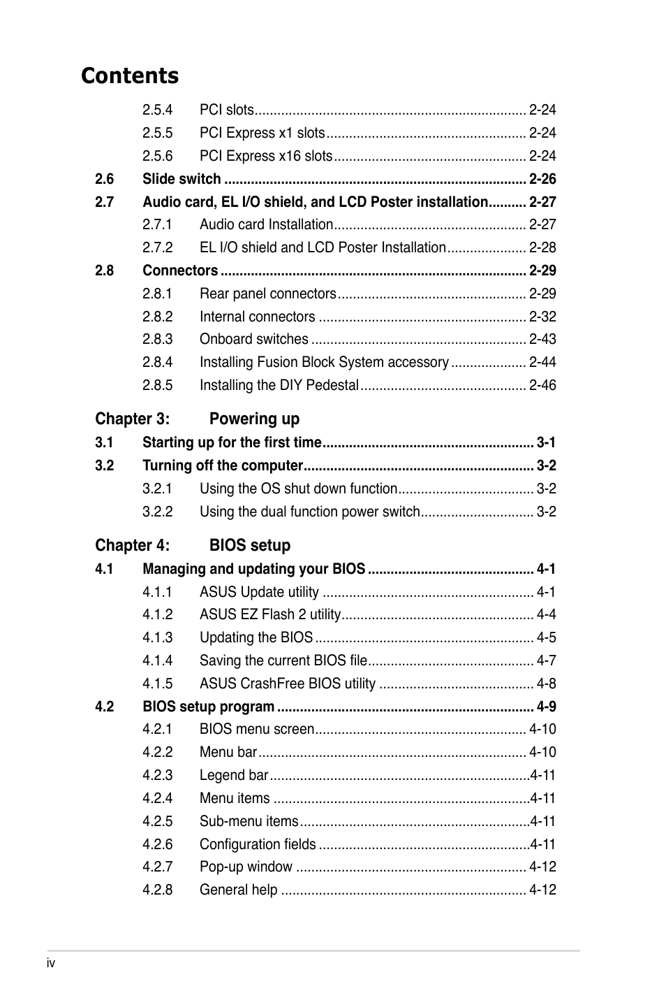 Asus E3746 User Manual | Page 4 / 196