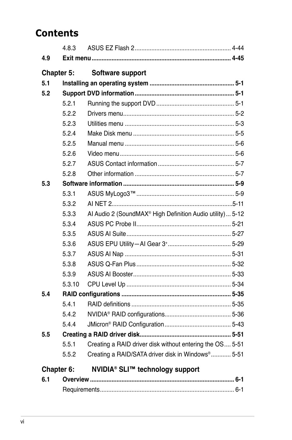 Asus E3746 User Manual | Page 6 / 196