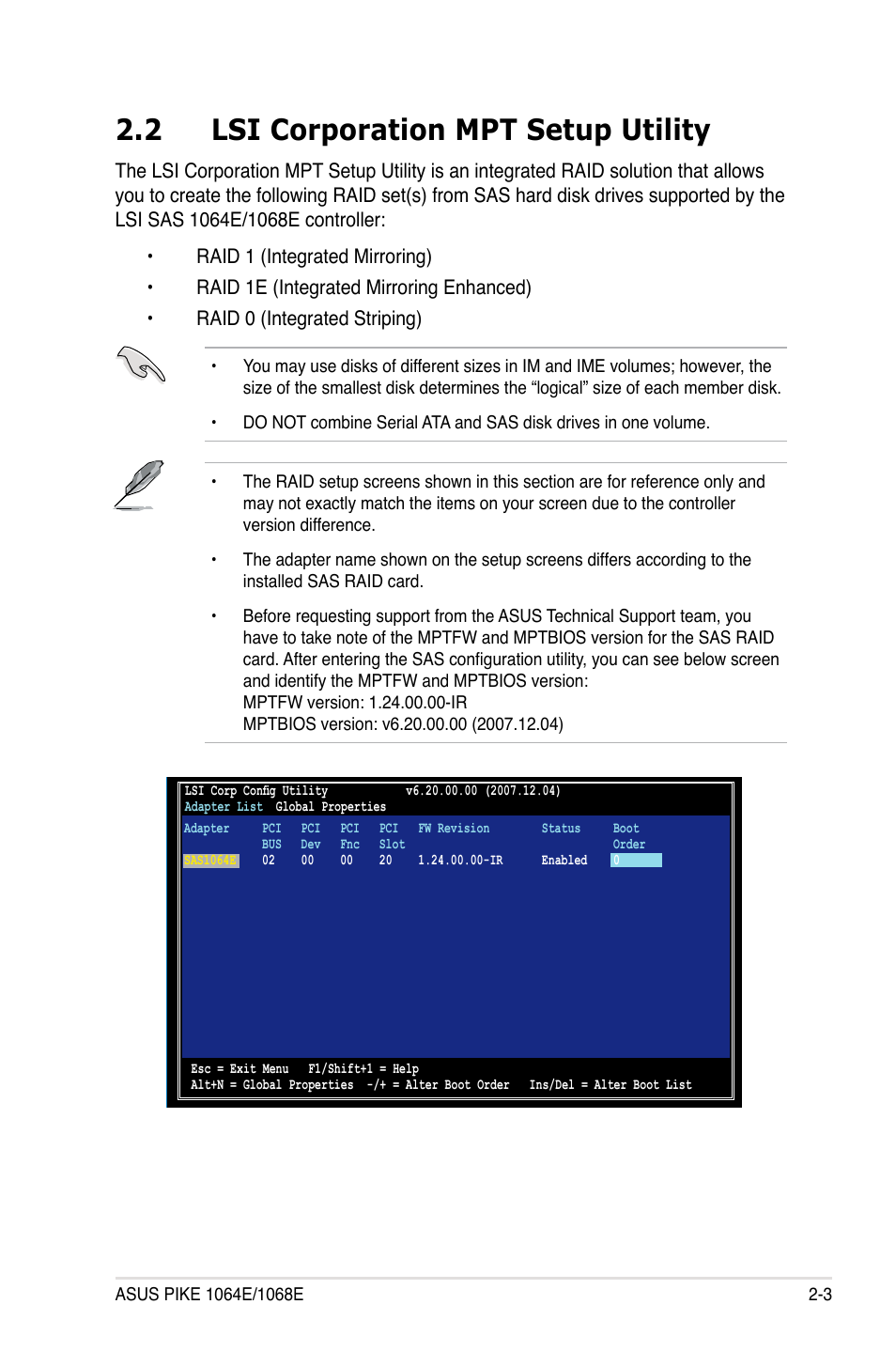 2 lsi corporation mpt setup utility, Lsi corporation mpt setup utility -3 | Asus LSISAS RAID Card PIKE 1068E User Manual | Page 13 / 42