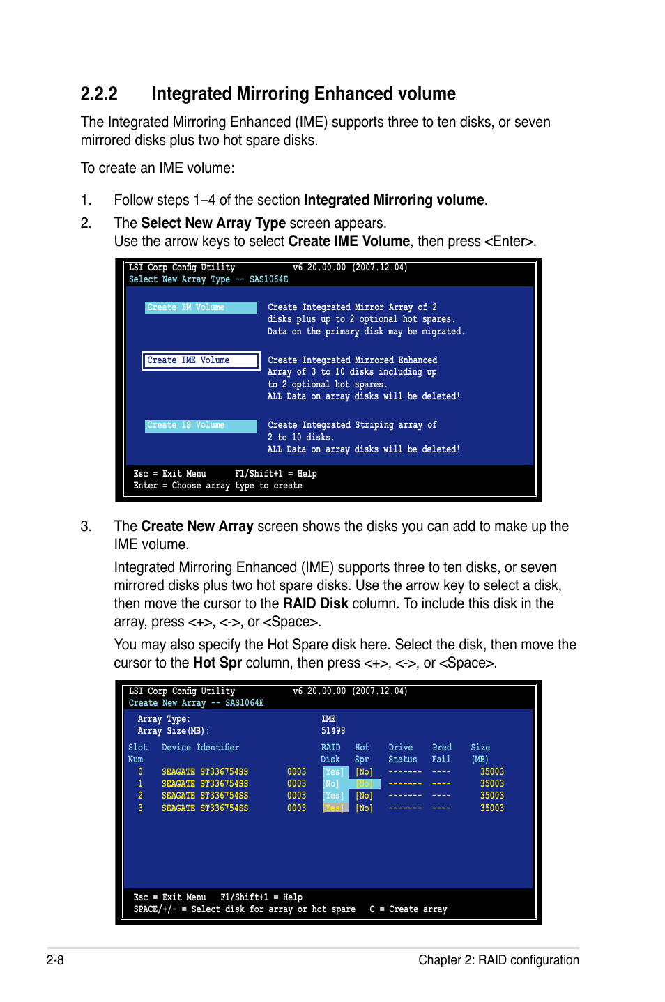 2 integrated mirroring enhanced volume, Integrated mirroring enhanced volume -8 | Asus LSISAS RAID Card PIKE 1068E User Manual | Page 18 / 42