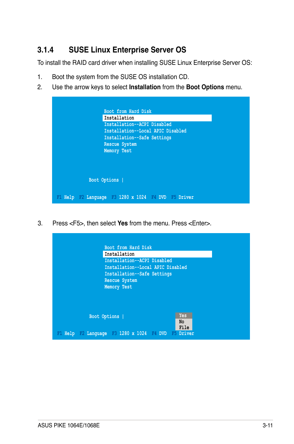 4 suse linux enterprise server os, Suse linux enterprise server os -11 | Asus LSISAS RAID Card PIKE 1068E User Manual | Page 41 / 42