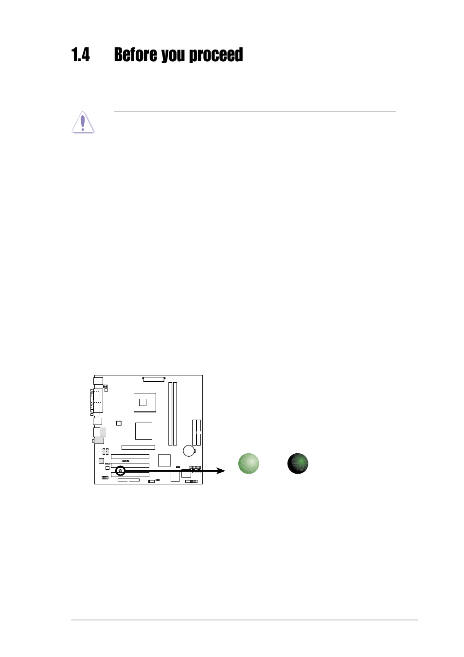 4 before you proceed, Onboard led, Asus p4sp-mx motherboard user guide 1-5 | Asus P4SP-MX User Manual | Page 13 / 64