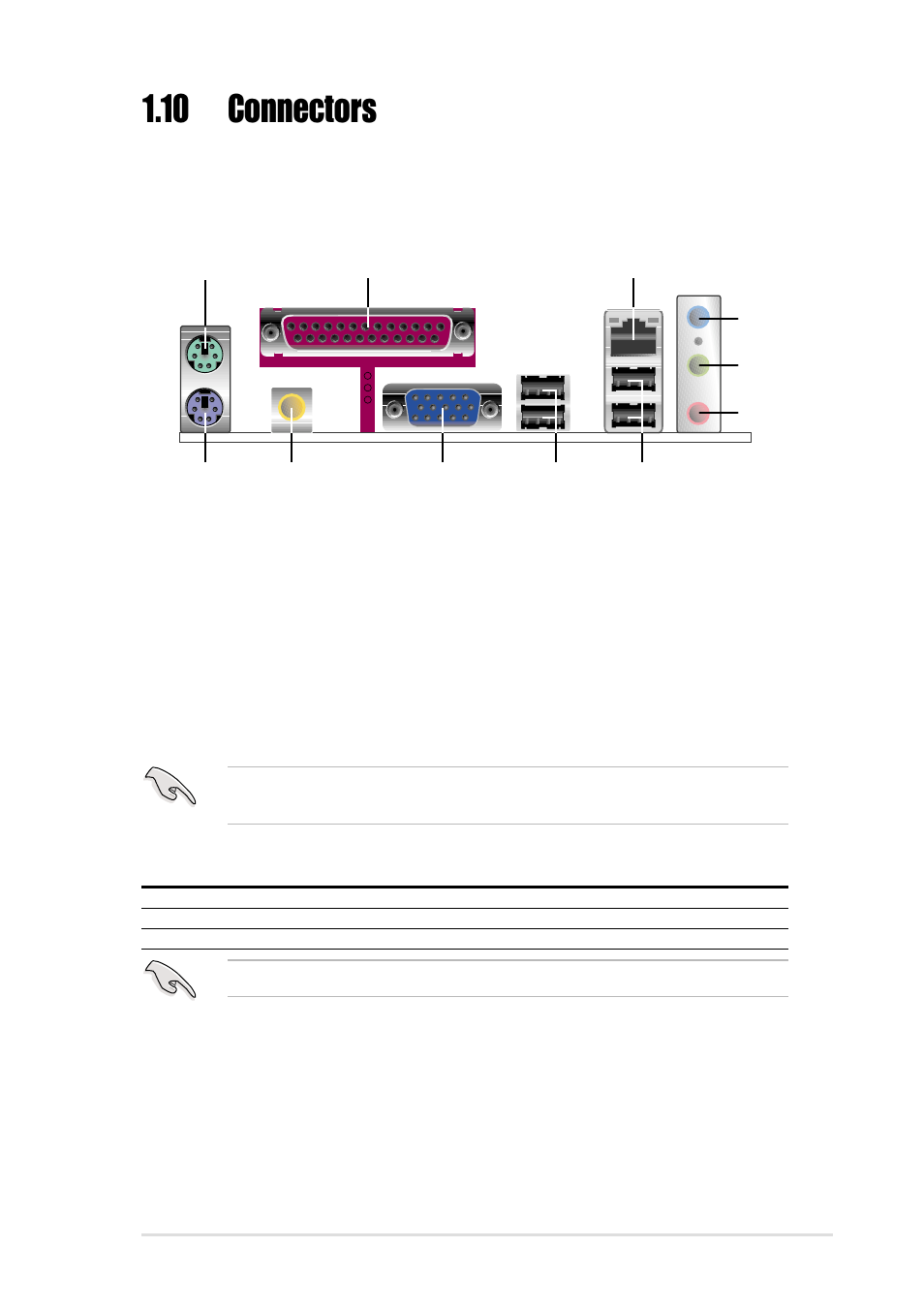 10 connectors, 1 rear panel connectors | Asus P4SP-MX User Manual | Page 25 / 64