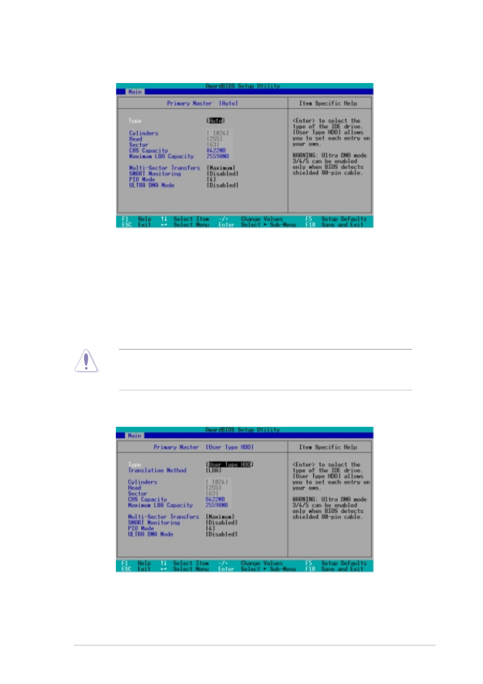 1 primary and secondary master/slave | Asus P4SP-MX User Manual | Page 45 / 64