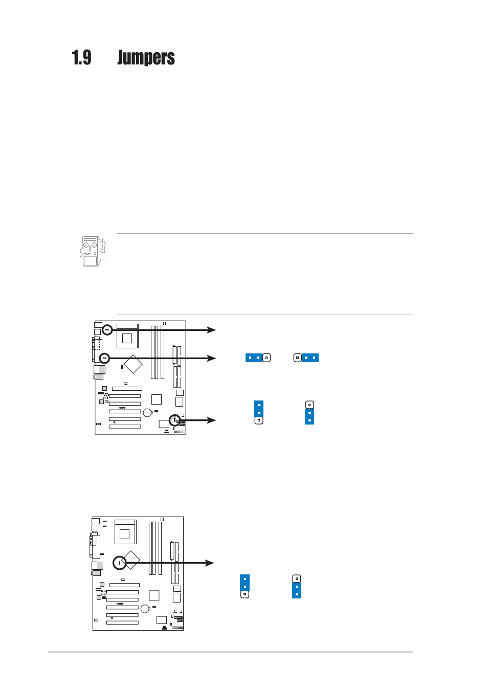 9 jumpers, 10 chapter 1: motherboard information | Asus A7N8X-X User Manual | Page 20 / 60