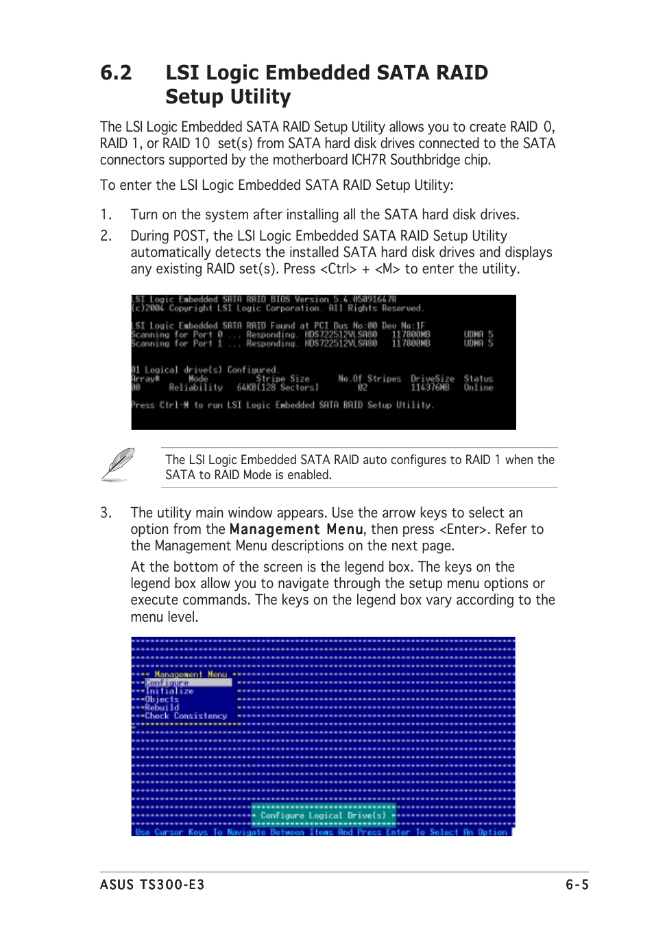 2 lsi logic embedded sata raid setup utility | Asus TS300-E3 User Manual | Page 131 / 200