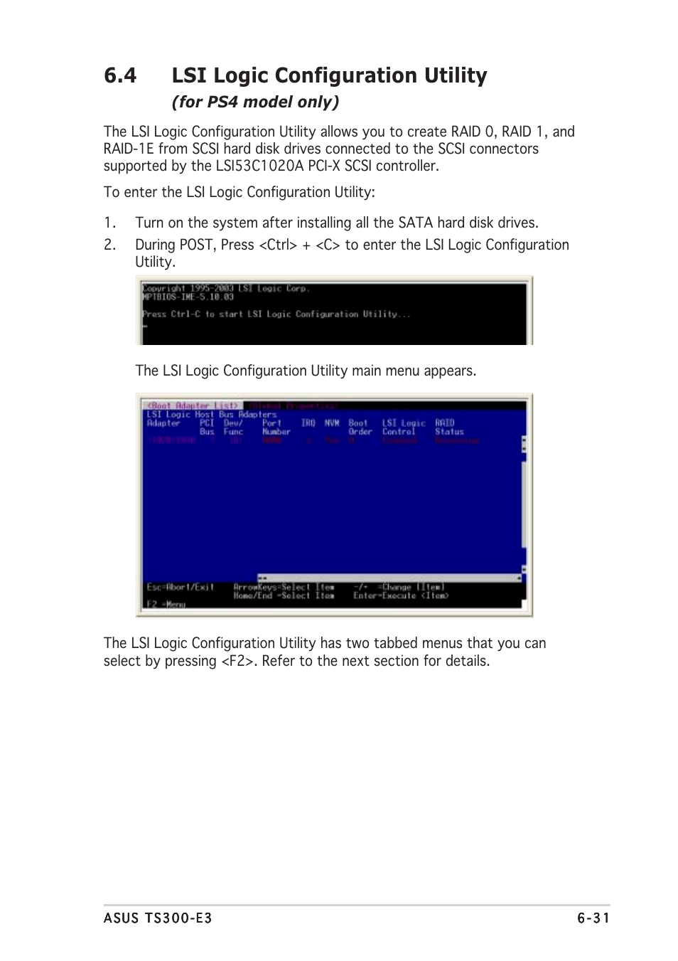 4 lsi logic configuration utility | Asus TS300-E3 User Manual | Page 157 / 200