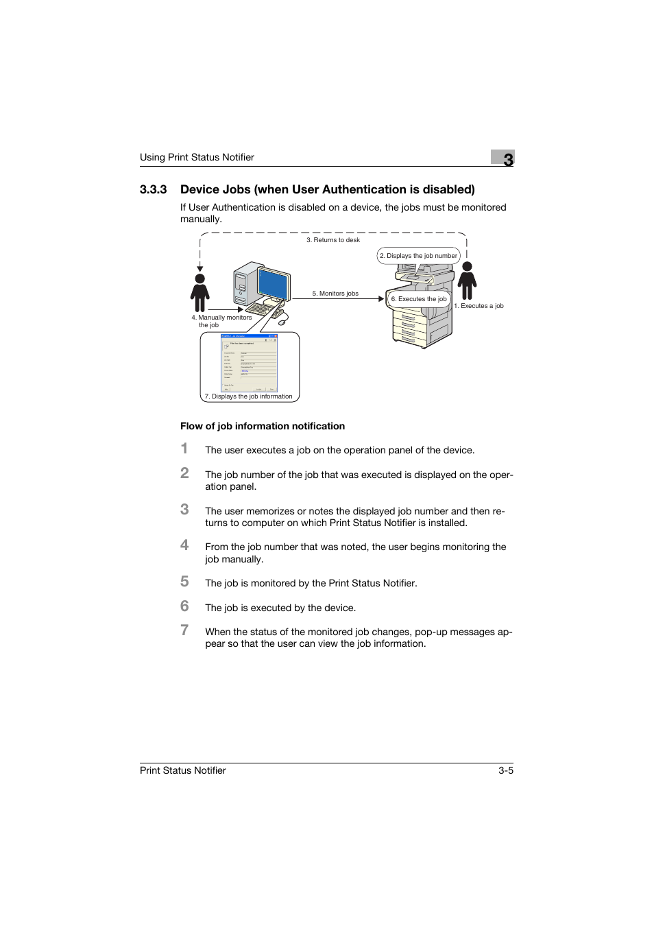 Flow of job information notification | Konica Minolta Print Status Notifier User Manual | Page 12 / 42