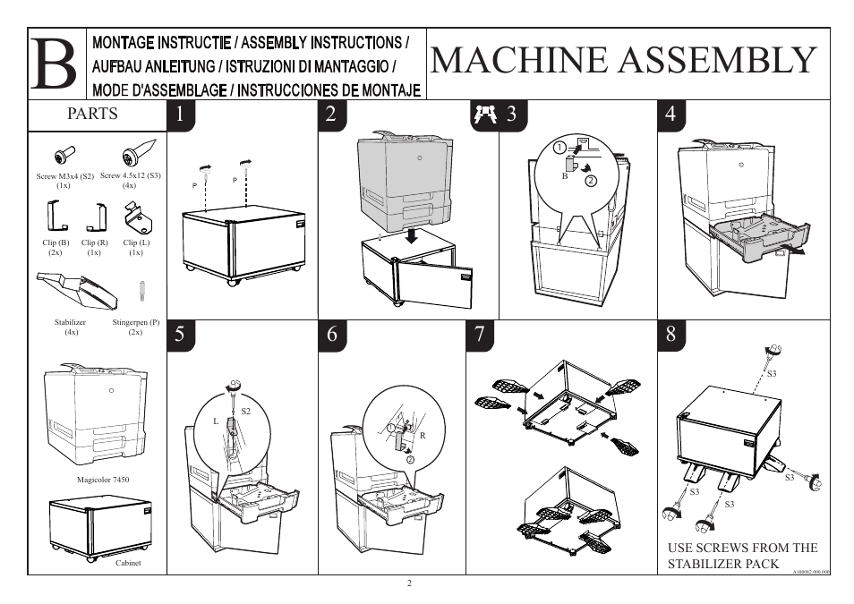 Machine assembly, Parts | Konica Minolta Magicolor 7450 User Manual | Page 2 / 2