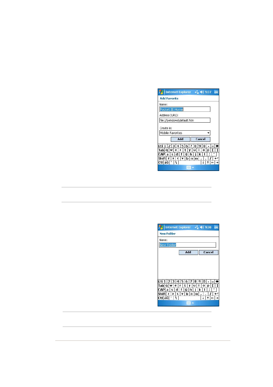 Adding/deleting mobile favorites and folders | Asus MYPAL A636 User Manual | Page 101 / 142