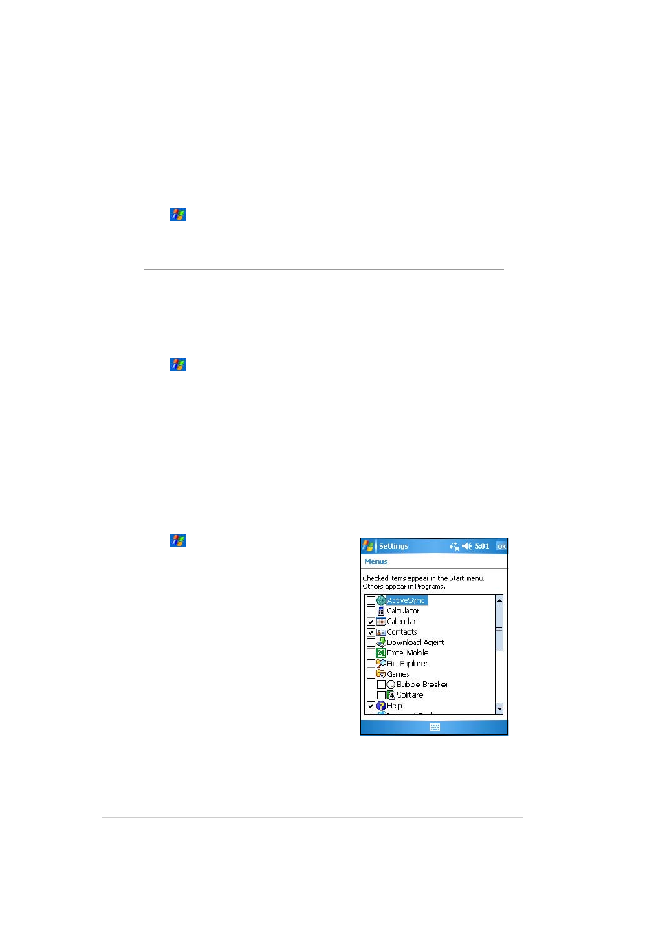 Changing the start menus, Changing the date and time | Asus MYPAL A636 User Manual | Page 32 / 142