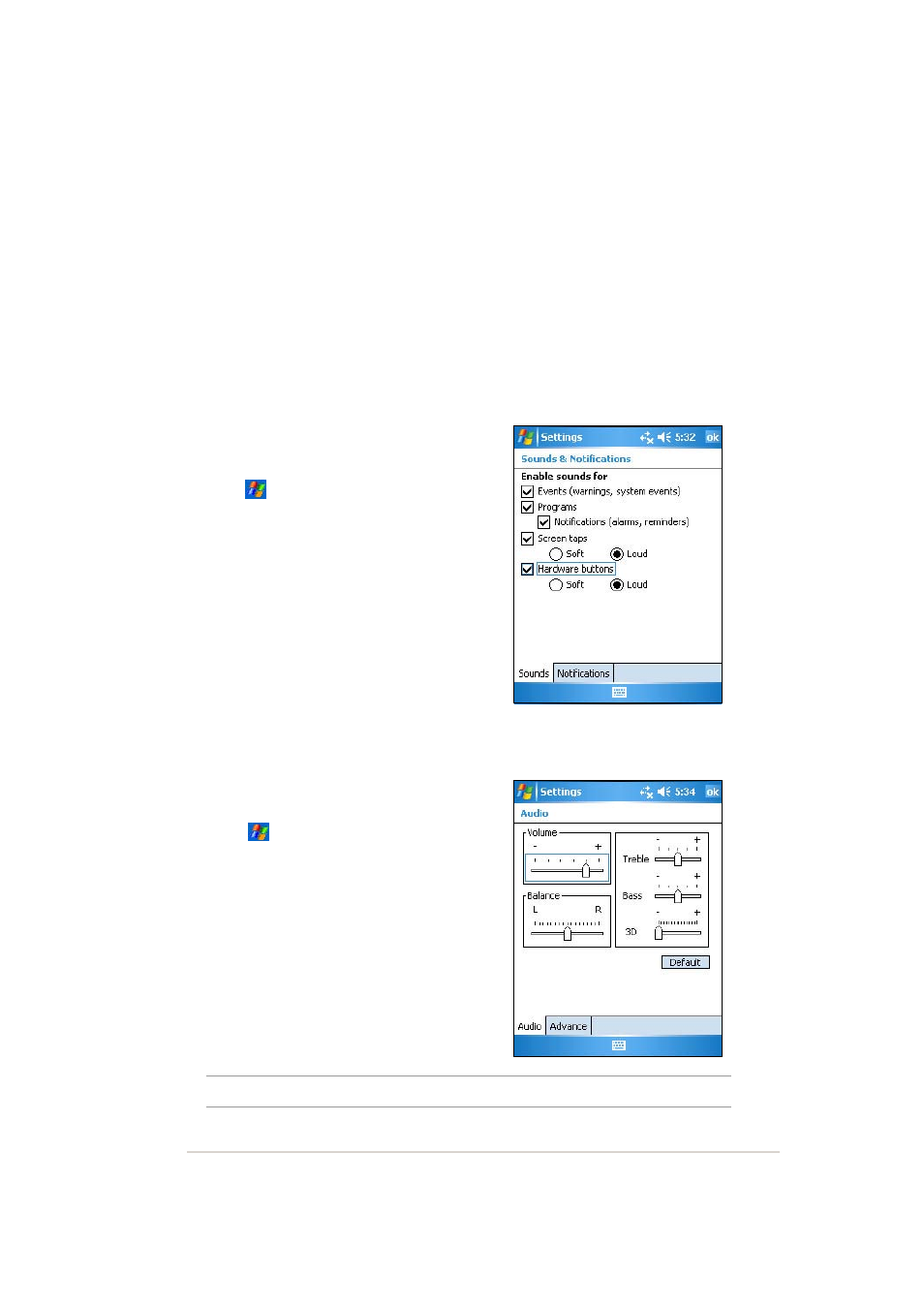 Selecting sounds and notifications, Changing the audio settings | Asus MYPAL A636 User Manual | Page 39 / 142
