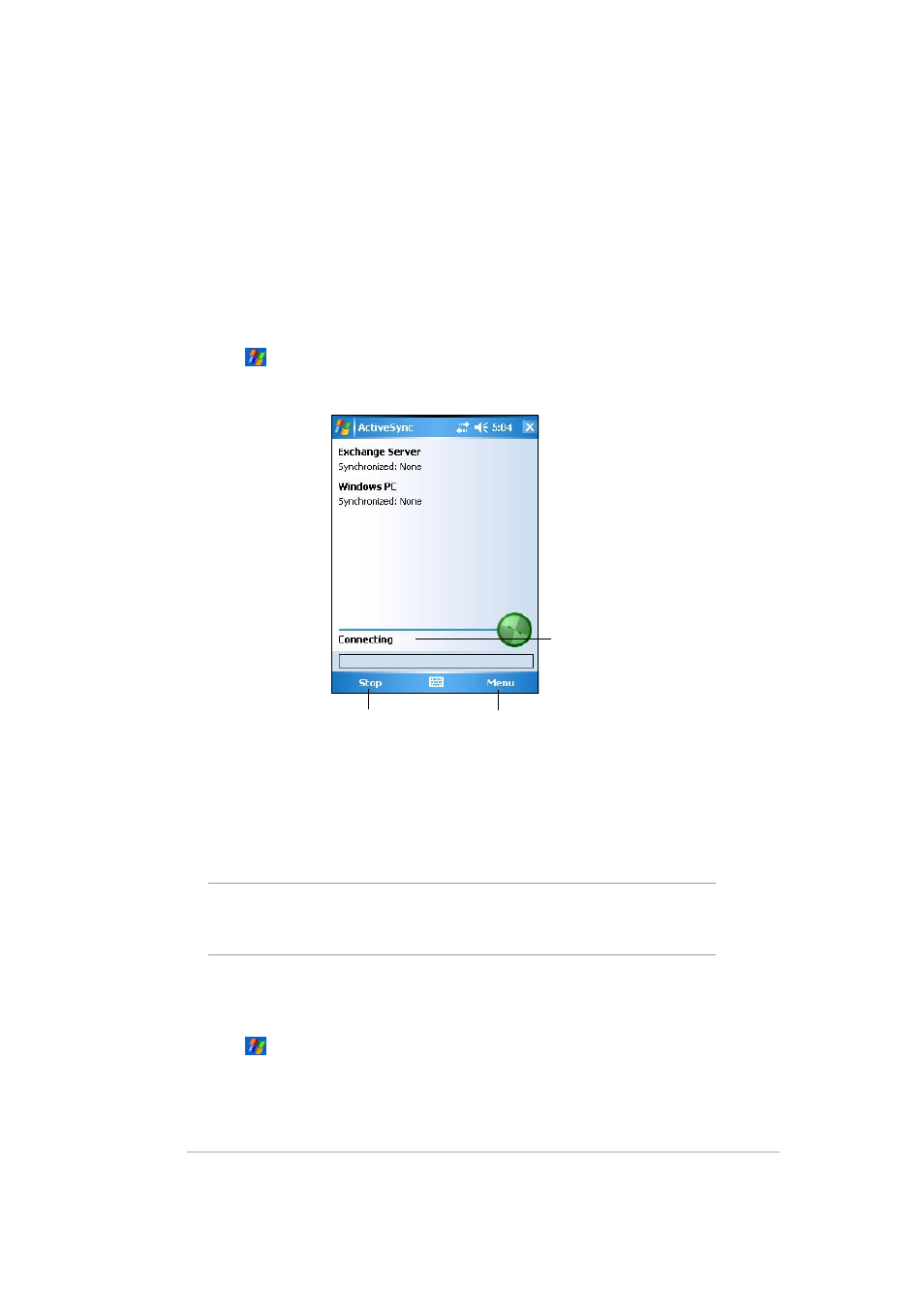 Manually initiating synchronization, For more information on synchronization | Asus MYPAL A636 User Manual | Page 55 / 142