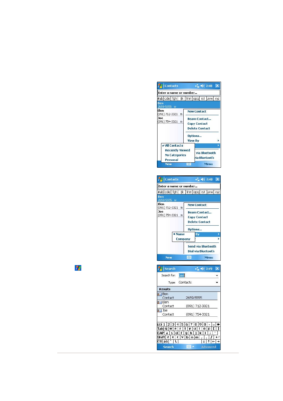 Finding a contact | Asus MYPAL A636 User Manual | Page 65 / 142