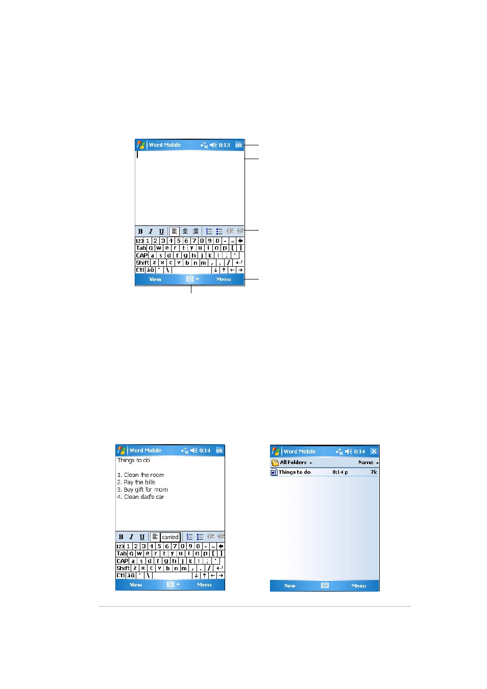 Saving word mobile documents | Asus MYPAL A636 User Manual | Page 79 / 142