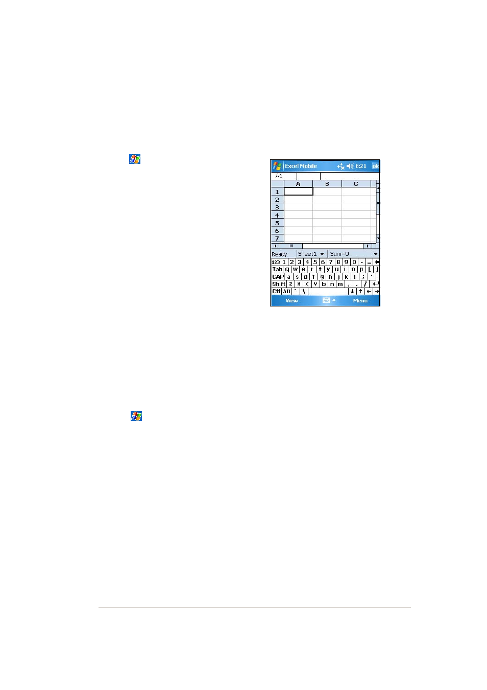 Creating an excel mobile document, Opening an existing excel mobile document, Saving an excel mobile document | Asus MYPAL A636 User Manual | Page 83 / 142