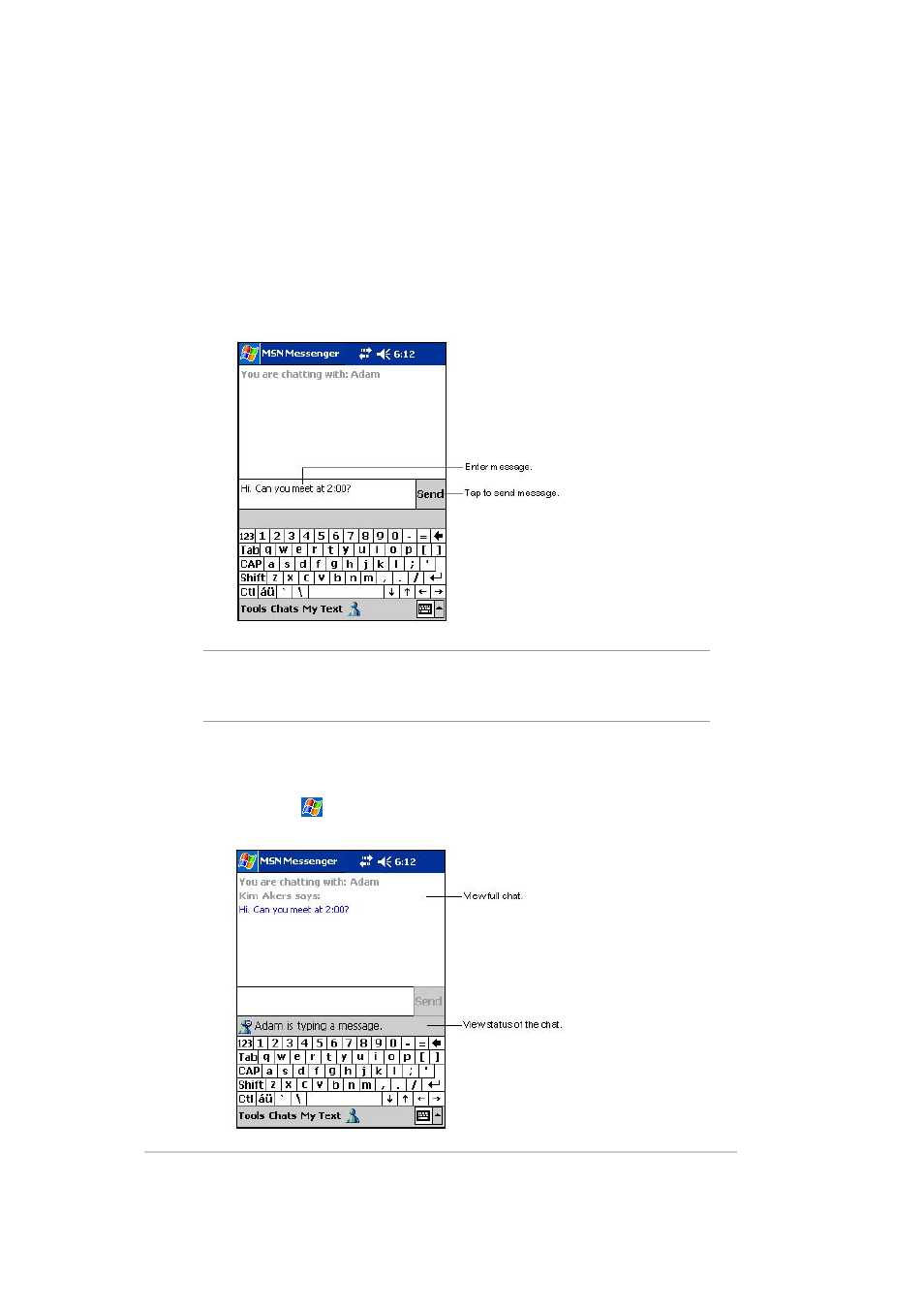 Chatting with contacts | Asus MYPAL A636 User Manual | Page 92 / 142