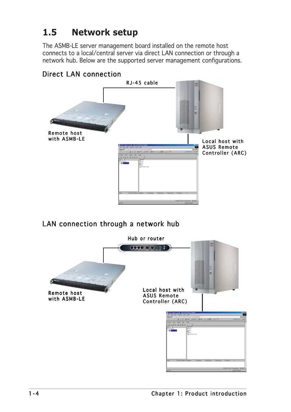 5 network setup, Direct lan connection | Asus ASMB-LE User Manual | Page 14 / 52
