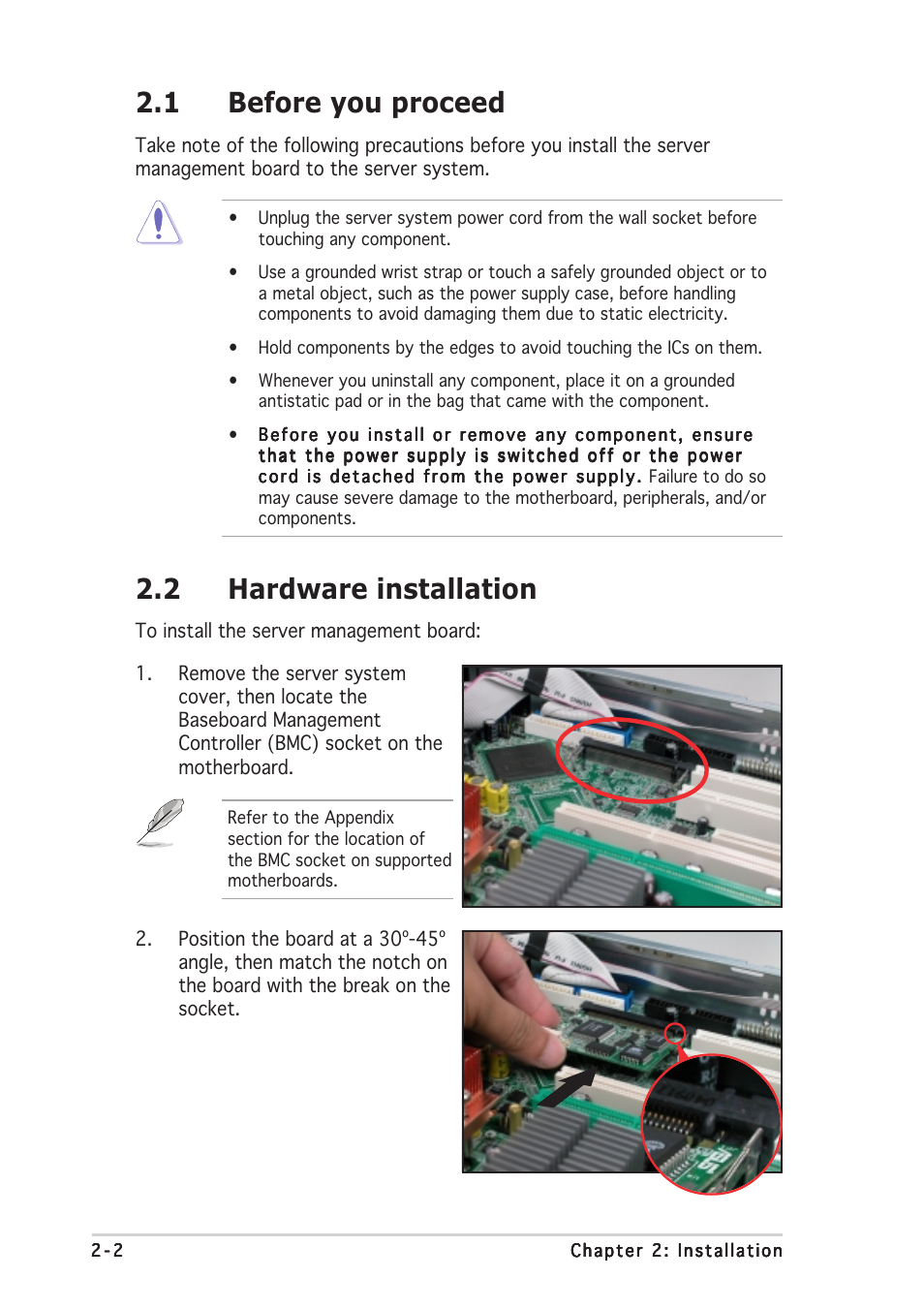 2 hardware installation, 1 before you proceed | Asus ASMB-LE User Manual | Page 16 / 52