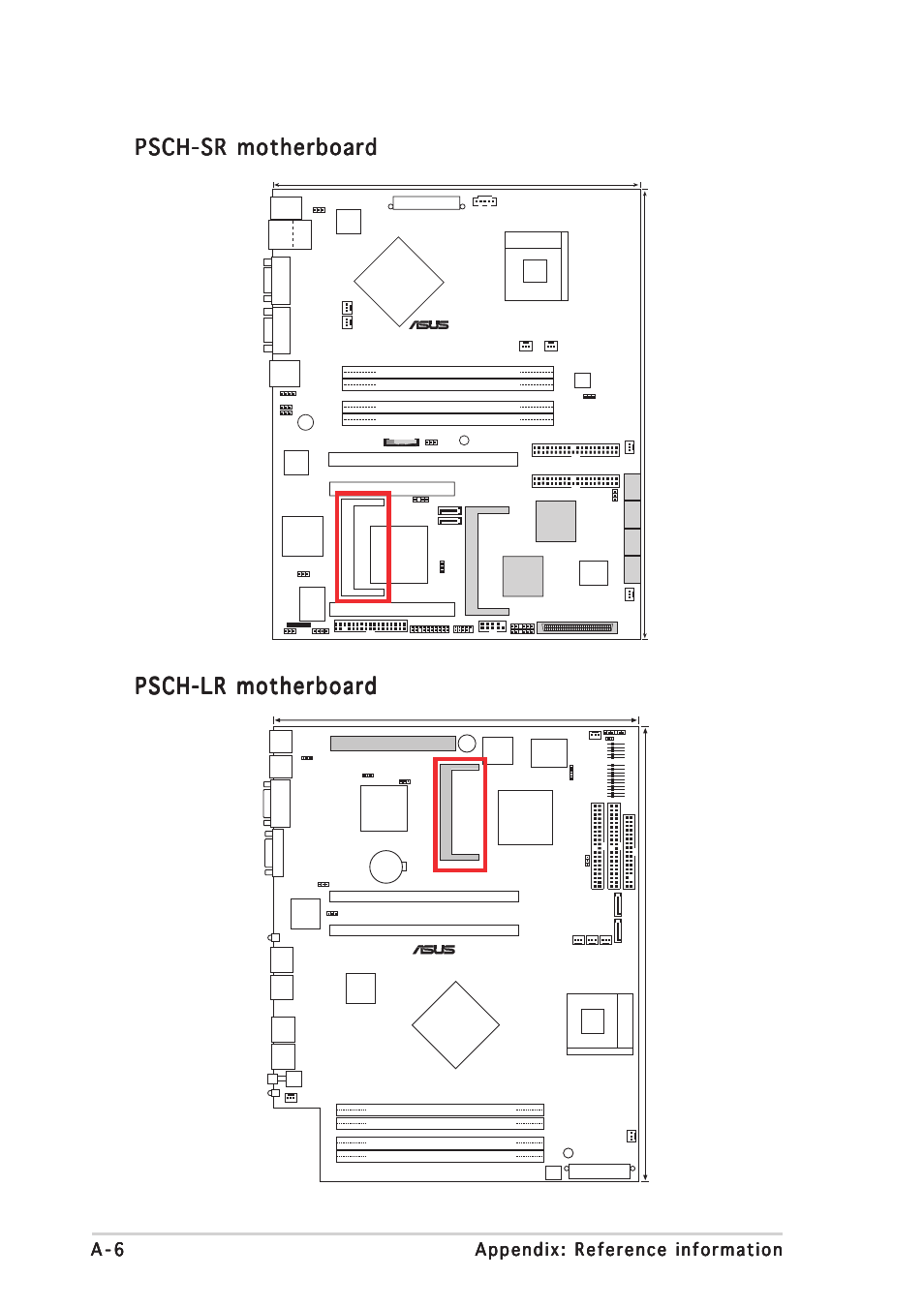 Psch-sr motherboard, A - 6 | Asus ASMB-LE User Manual | Page 50 / 52