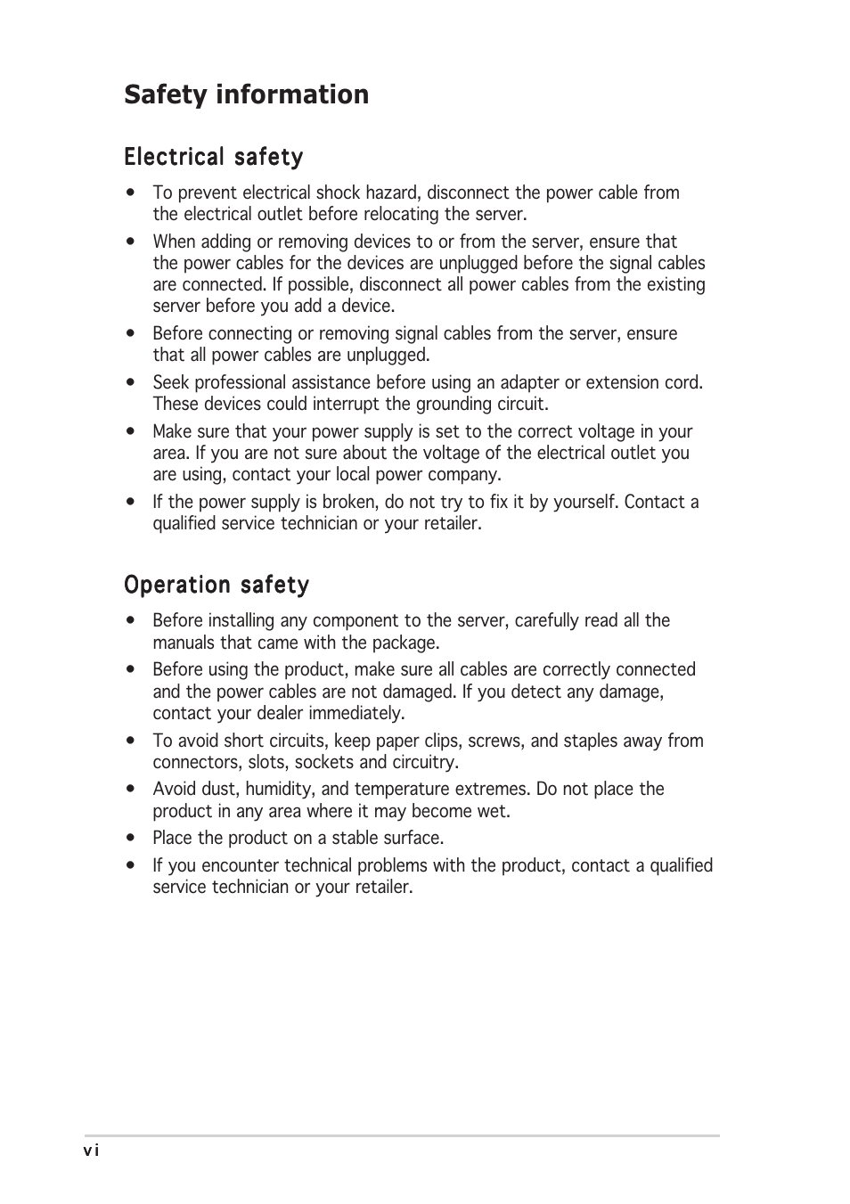Safety information | Asus ASMB-LE User Manual | Page 6 / 52