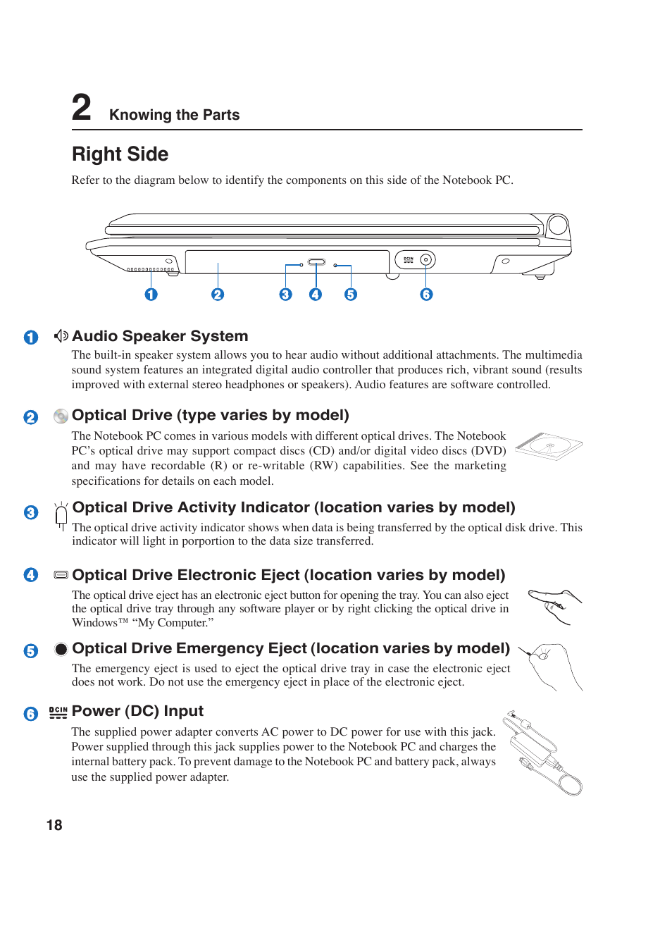 Right side | Asus E2643 User Manual | Page 18 / 74