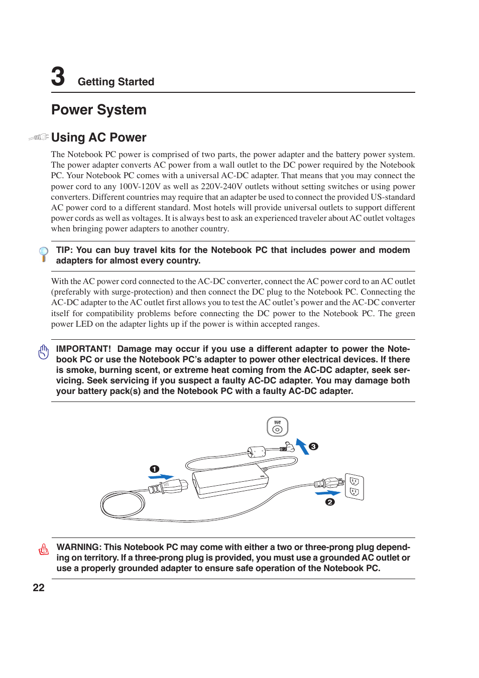 Power system | Asus E2643 User Manual | Page 22 / 74