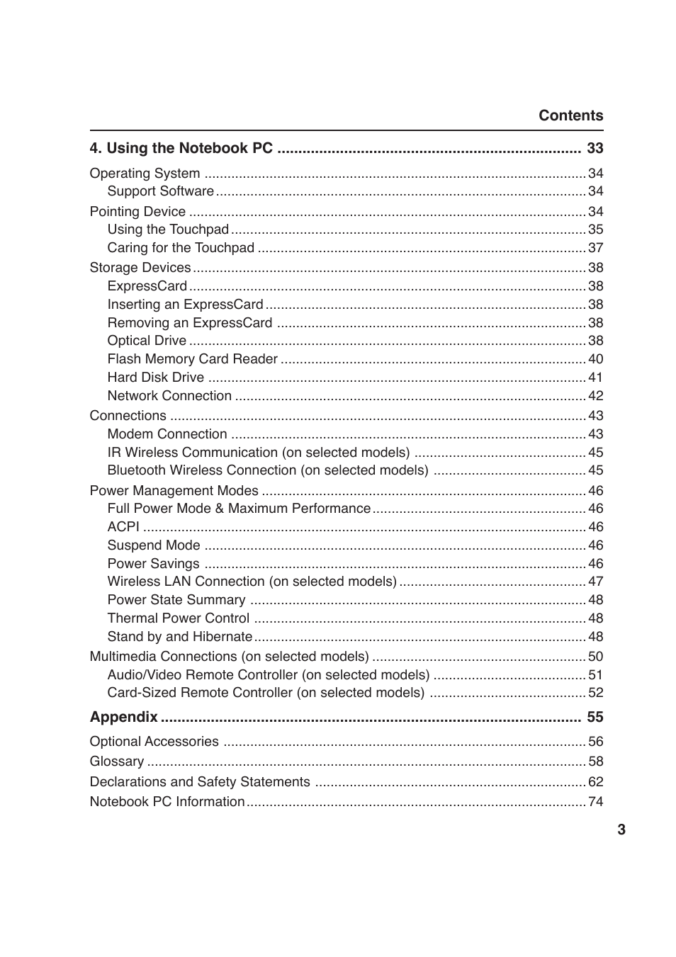Asus E2643 User Manual | Page 3 / 74