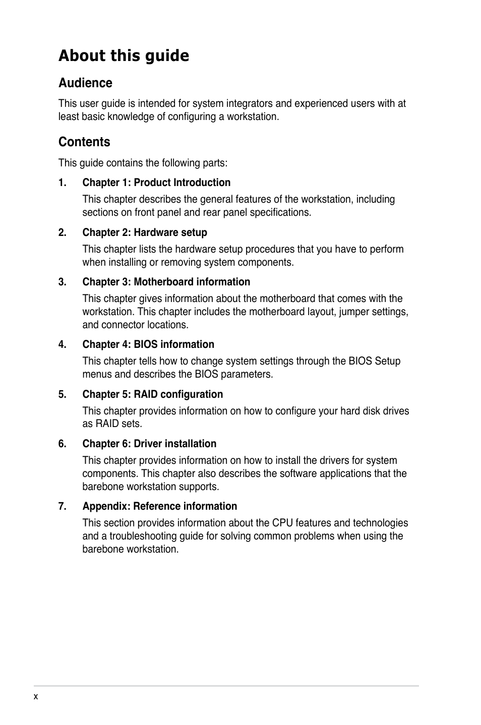 Asus TW300-E5/PI4 User Manual | Page 10 / 174