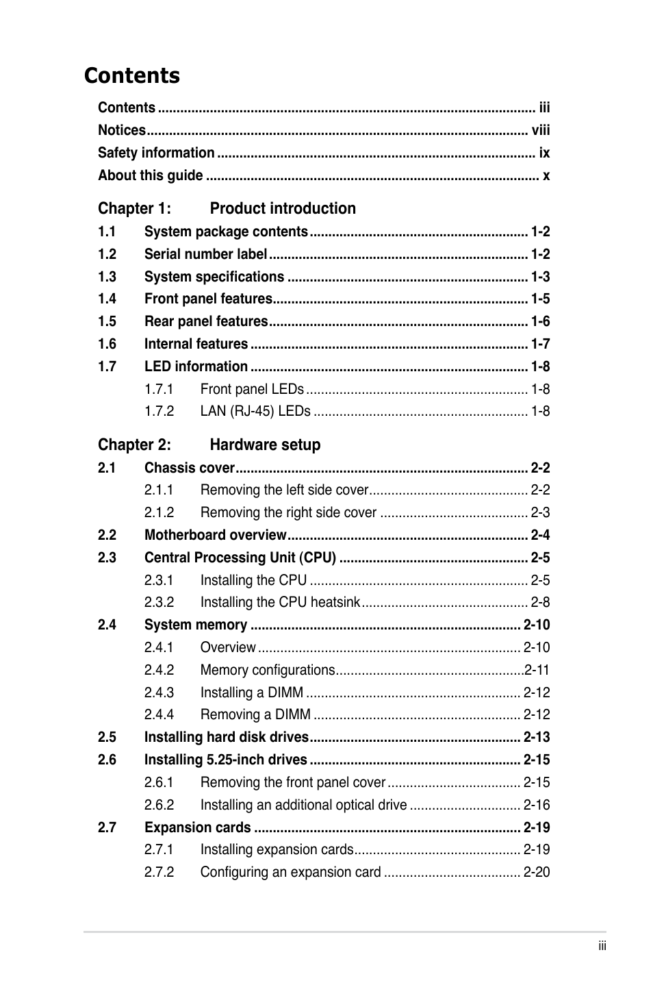 Asus TW300-E5/PI4 User Manual | Page 3 / 174