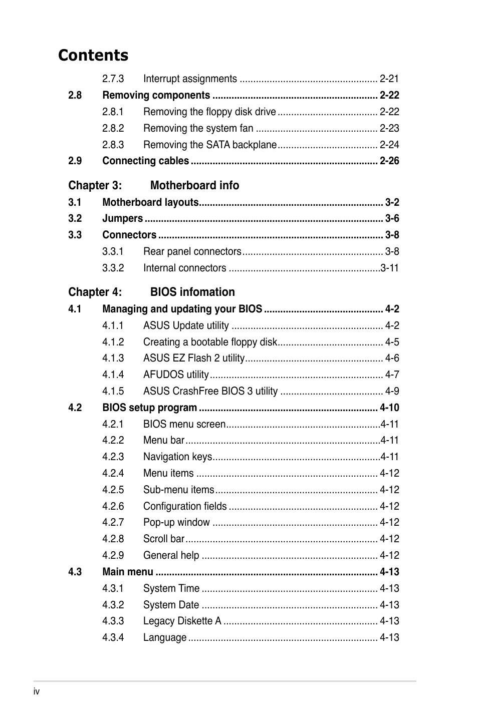 Asus TW300-E5/PI4 User Manual | Page 4 / 174