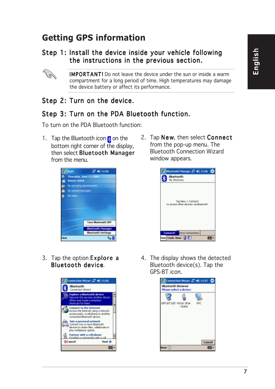 Getting gps information | Asus GPS-BT100 User Manual | Page 7 / 10