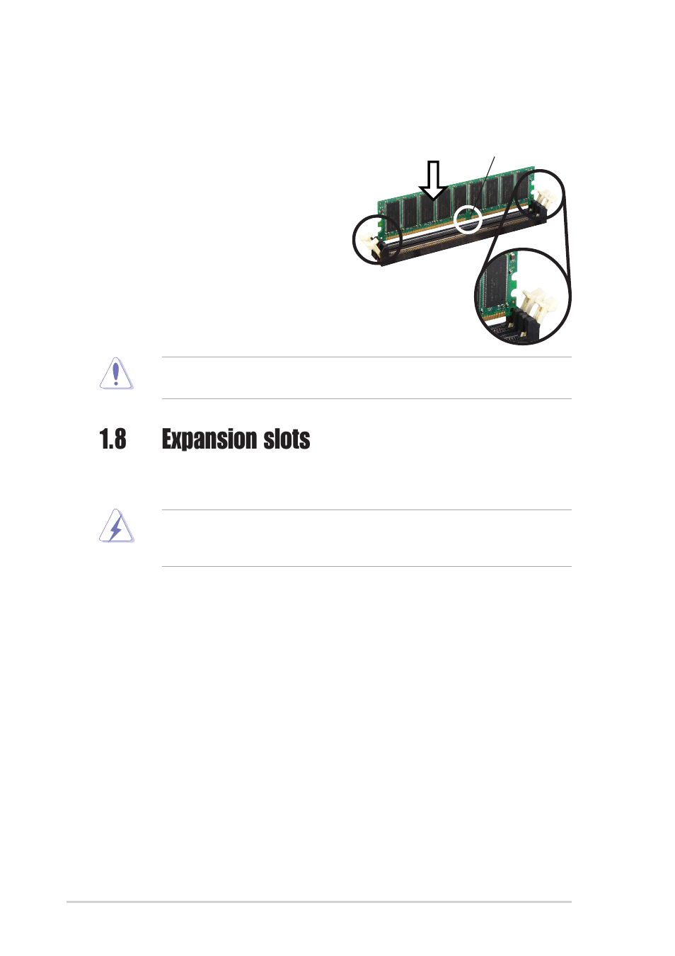 8 expansion slots, 1 installing an expansion card, 3 installing a dimm | Asus P4S800-MX SE User Manual | Page 22 / 84