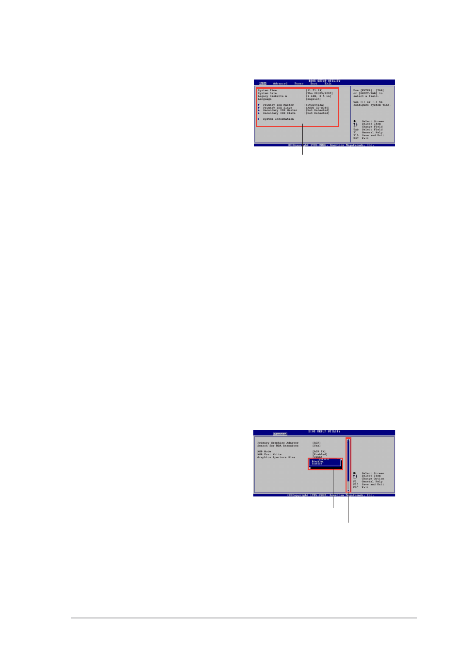 4 menu items, 5 sub-menu items, 6 configuration fields | 7 pop-up window, 8 scroll bar, 9 general help | Asus P4S800-MX SE User Manual | Page 47 / 84
