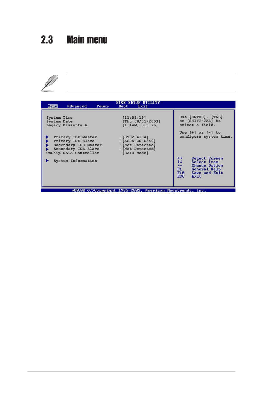 3 main menu | Asus P4S800-MX SE User Manual | Page 48 / 84