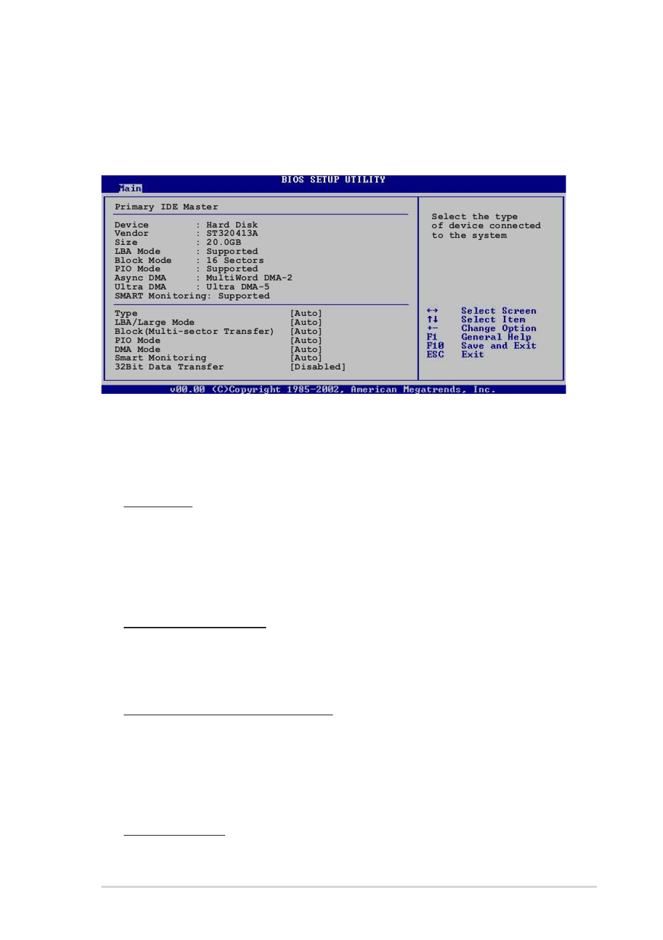 4 primary and secondary ide master/slave, Type [auto, Lba/large mode [auto | Block (multi-sector transfer) [auto, Pio mode [auto | Asus P4S800-MX SE User Manual | Page 49 / 84